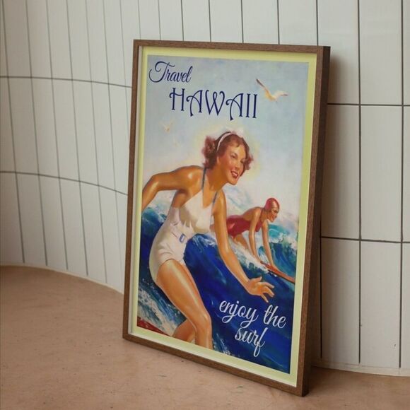 Vintage Hawaii Surfing Print - Picture 2 of 8